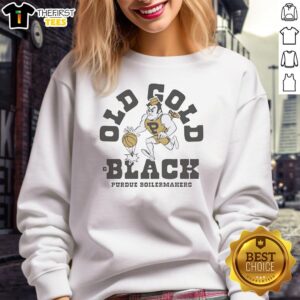 Alt Text: Premium old gold and black Purdue Boilermakers basketball sweatshirt, perfect for fans and cozy game day attire.