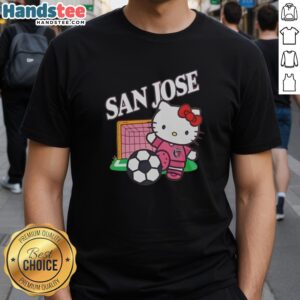 San Jose Earthquakes X Hello Kitty Night 2026 celebration T-shirt featuring colorful graphics and team logo design.