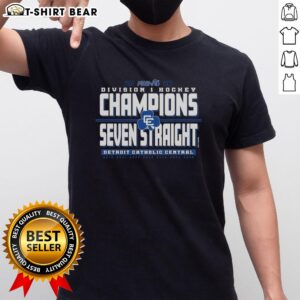 Top Detroit Catholic Central 2026 MHSAA Hockey Division 1 Champions T-Shirt celebrating seven straight titles.