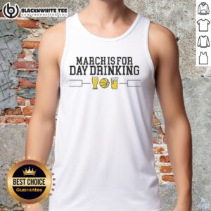 Model wearing a Hot March is for Day Drinking tank top, perfect for sunny outings and casual spring gatherings.