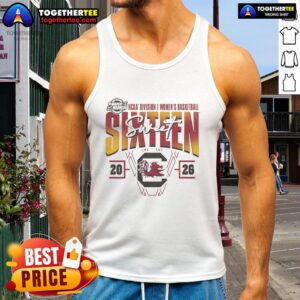 Official South Carolina Gamecocks 2026 March Madness Sweet 16 NCAA Women's Basketball Tournament tank top design.