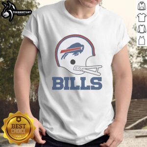 Buffalo Bills football logo featured on a large helmet t-shirt design, perfect for fans and game day attire.