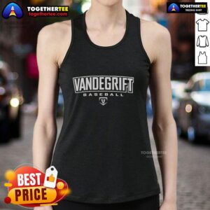 Awesome Vandegrift Crown Trio Baseball Wordmark Outline Tank Top in vibrant colors, perfect for sports enthusiasts.