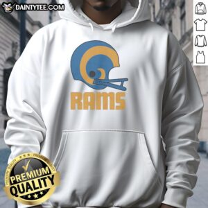 Awesome Los Angeles Rams football logo on a big helmet hoodie, showcasing team spirit and style.