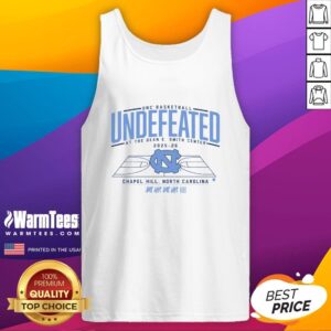 Funny UNC basketball tank top celebrating the undefeated team at the Dean E. Smith Center, perfect for fans and supporters.