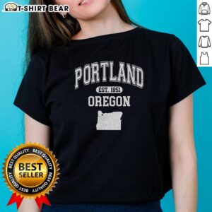 Pretty Portland Oregon Established 1851 Varsity Ladies Tee, showcasing a stylish design perfect for local pride.