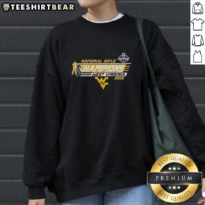Alt Text: WVU Mountaineers National Rifle Champions sweatshirt featuring team colors and logo, perfect for fans and alumni.