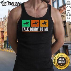 Premium Talk Derby To Me Horse Racing Logo Tank Top showcasing a stylish design for horse racing enthusiasts.