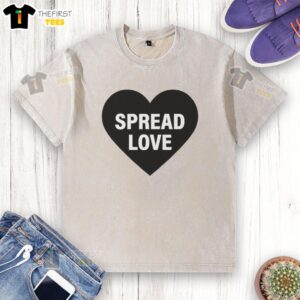 Premium Jack Martin Pizza Movie Spread Love Heart 2026 Washed T-Shirt featuring a vibrant heart design and casual style.