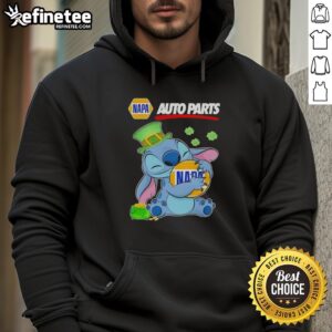 St. Patrick's Day hoodie featuring Nice Stitch Hug Napa Auto Parts logo in vibrant green and festive design.