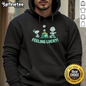 Official Peanuts Snoopy Feeling Lucky Hoodie featuring Snoopy and vibrant colors, perfect for fans of the Peanuts gang.