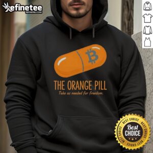 Official The Orange Pill Take As Needed For Freedom Hoodie in vibrant orange, perfect for casual wear and expressing freedom.