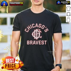 Nice Chicago's Bravest Logo T-Shirt featuring a bold design celebrating Chicago firefighters and their bravery.
