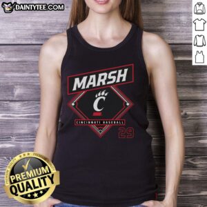 Nice Carson Marsh Cincinnati Bearcats baseball tank top showcasing team spirit and style for fans and athletes.