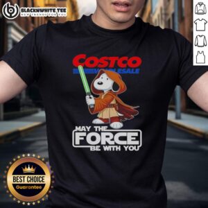 Pretty Snoopy Costco Wholesale May The Force Be With You T-Shirt featuring a playful Snoopy design for fans.