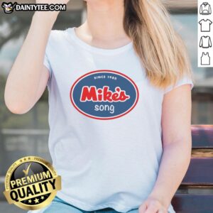 Hot Mikes Song Since 1985 Ladies Tee featuring a stylish design for music lovers and fans of retro fashion.
