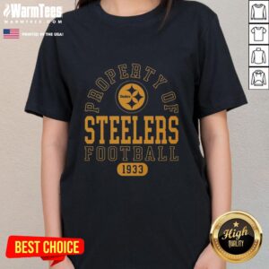Alt Text: Awesome Pittsburgh Steelers 1933 Ladies Tee showcasing team pride with a vintage design and stylish fit.