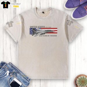 Hot United States 250th Anniversary 1776-2026 F-14 Tomcat Freedom Washed T-Shirt for patriotic celebrations.