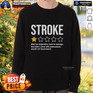 Premium stroke sweatshirt, overpriced and hard to manage, featuring a 1-star rating and no instructions included.