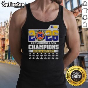 Premium Michigan Wolverines NCAA Basketball Big 10 2026 Regular Season Champions tank top in navy blue.