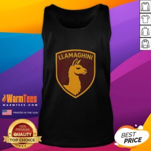 Alt Text: Official Llamaghini Funny Parody Luxury Llama Car Tank Top featuring a humorous llama design and vibrant colors.