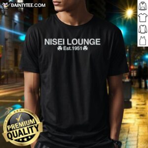 Alt Text: Hot Nisei Lounge Est 1951 T-Shirt featuring a vintage design celebrating Nisei culture and heritage.