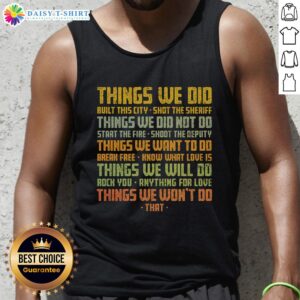 Vintage tank top featuring 'Good Things We Did' graphic, perfect for casual wear and summer outfits.