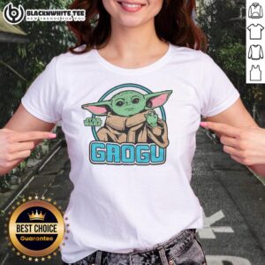 Awesome The Mandalorian Grogu Ladies Tee featuring a cute Grogu design, perfect for Star Wars fans and casual wear.