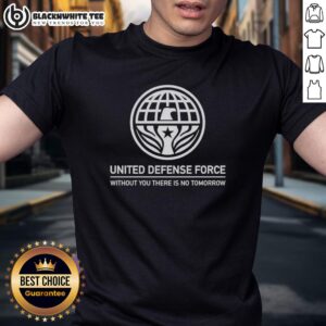 Alt Text: Awesome United Defense Force T-Shirt featuring a bold logo and stylish design, perfect for fans of military apparel.
