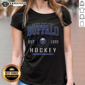 Buffalo Sabres hockey legacy crest ladies tee showcasing team pride and style for female fans.