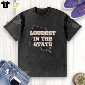 Premium loudest in the state washed t-shirt featuring a stylish design, perfect for casual wear and standout fashion.