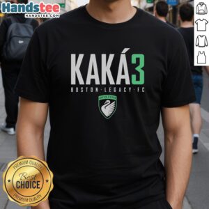 Official Kaka3 Boston Legacy FC logo t-shirt featuring vibrant design and team colors for fans and supporters.