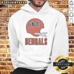Alt Text: Awesome Cincinnati Bengals football logo featured on a stylish big helmet hoodie, perfect for fans and cold weather.