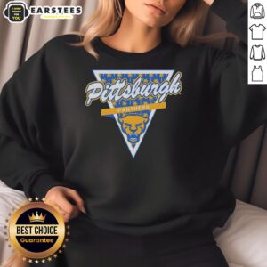 Alt Text: Pittsburgh Panthers football sweatshirt featuring a palm tree pattern inside a triangle logo design.