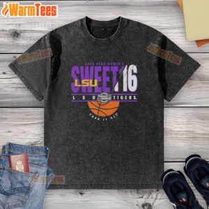 Alt Text: Good LSU Tigers NCAA Women's Sweet 16 2026 Men's March Madness Four It All Washed T-Shirt in vibrant colors.