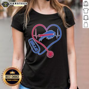 Good Nurse Heartbeat X Buffalo Bills Logo Ladies Tee featuring a stylish design for nursing fans and football enthusiasts.