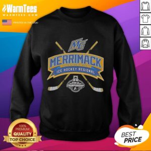 Alt Text: Hot Merrimack 2026 NCAA Division I Men's Ice Hockey Regional Sweatshirt in navy blue, perfect for fans and supporters.