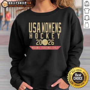 Awesome USA Women's Hockey 2026 sweatshirt featuring vibrant graphics, perfect for fans in Milan, Cortina, Italy.
