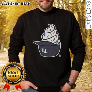 Alt Text: Cozy Top Tampa Bay Rays ice cream sweatshirt featuring team colors and logo, perfect for fans and chilly days.