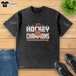 Alt Text: Awesome Houghton Gremlins 2026 MHSAA Hockey Division 3 Champions washed T-shirt showcasing team pride and victory.