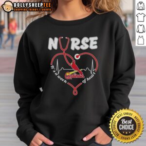 St. Louis Cardinals MLB nurse sweatshirt featuring a stethoscope design, perfect for baseball fans and healthcare workers.