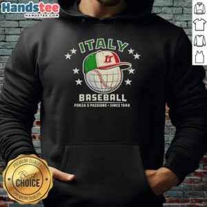Good Forza Italia Baseball hoodie featuring 'Forza e Passione Since 1948' design, perfect for sports enthusiasts.