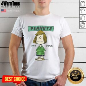 Alt Text: Cute Peanuts Peppermint Patty Est 1950 T-Shirt featuring vibrant graphics and a cozy fit for fans of the classic comic.