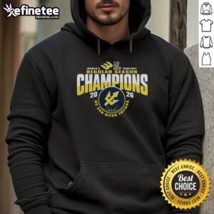 Alt Text: NICE UC San Diego Tritons Women's Basketball 2026 Big West Regular Season Champions hoodie in blue and gold.