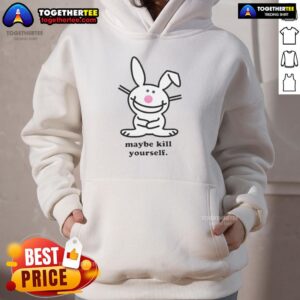 Official Maybe Kill Yourself Bunny Hoodie in black, featuring a playful bunny graphic and stylish streetwear design.