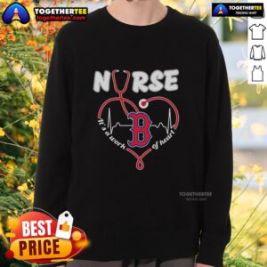 Boston Red Sox MLB nurse sweatshirt with stethoscope design, perfect for healthcare fans and sports enthusiasts.