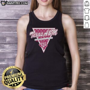 Alt Text: Awesome Texas A&M Aggies football tank top featuring a palm tree pattern inside a triangle logo design.