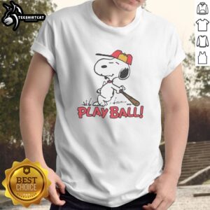 Hot Peanuts Snoopy Play Ball Raglan T-Shirt featuring Snoopy in a fun baseball design, perfect for Peanuts fans.