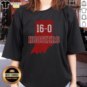 2026 Indiana Hoosiers Football National Champions undefeated ladies tee featuring top Hoosiers 16-0 design.
