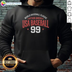Nice World Baseball Classic Captain America USA Baseball 99 Hoodie featuring patriotic design and vibrant colors.